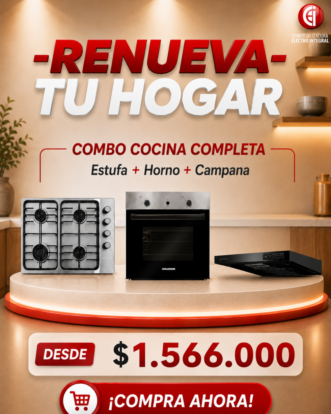 Combo Cocina Completa: Estufa + Horno + Campana